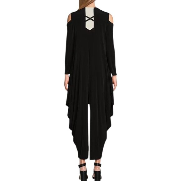 IC Collection Cold Should Harem Jumpsuit Womens Size L Avant Garde Lagenlook NEW - Picture 3 of 11